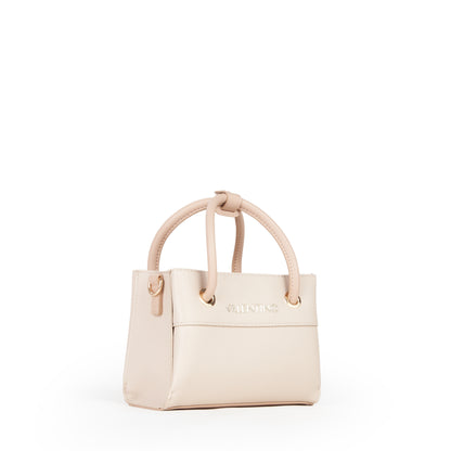 Sac à main femme écru bi-matière anse tubulaire dorée