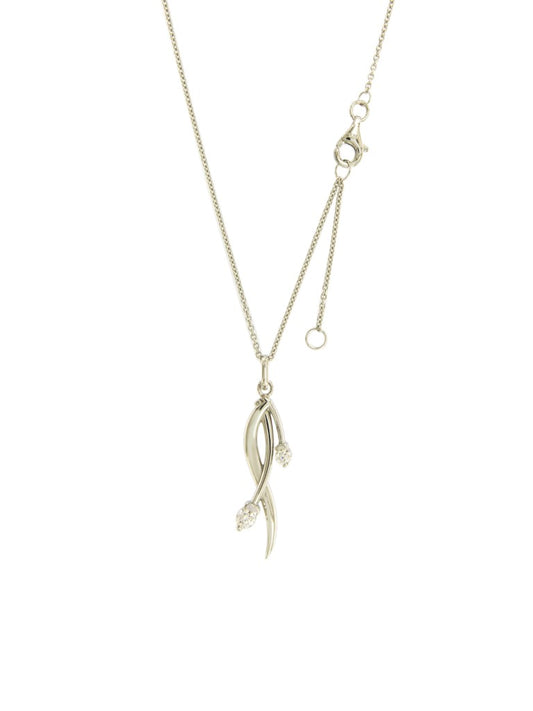 Collier femme argent rhodié pendentif fleur zirconia