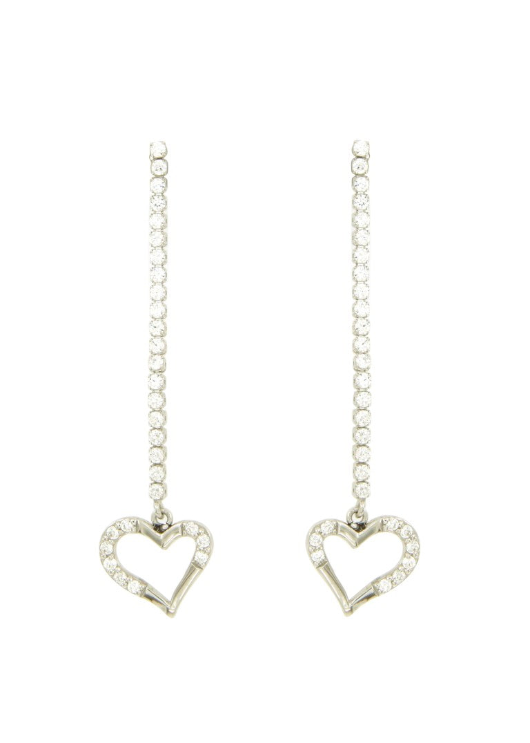 BOUCLES D'OREILLES ARGENT RHODIE - COEUR - ZIRCONIA