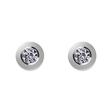 Clou d'oreille femme argent 925 rhodié zircon rond