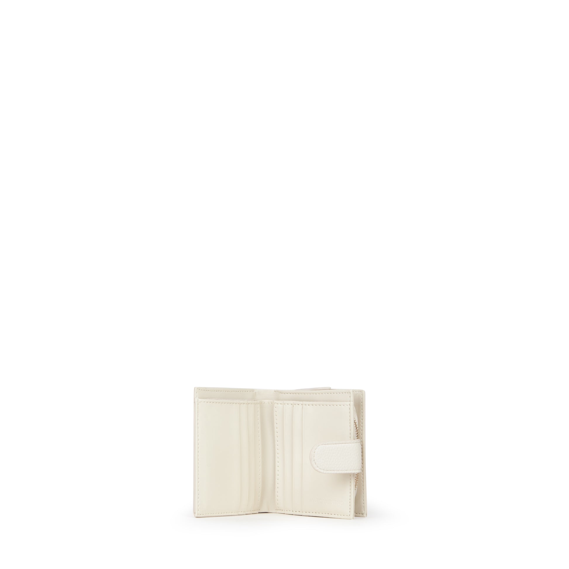 Portefeuille femme écru simili cuir grainé fermeture languette