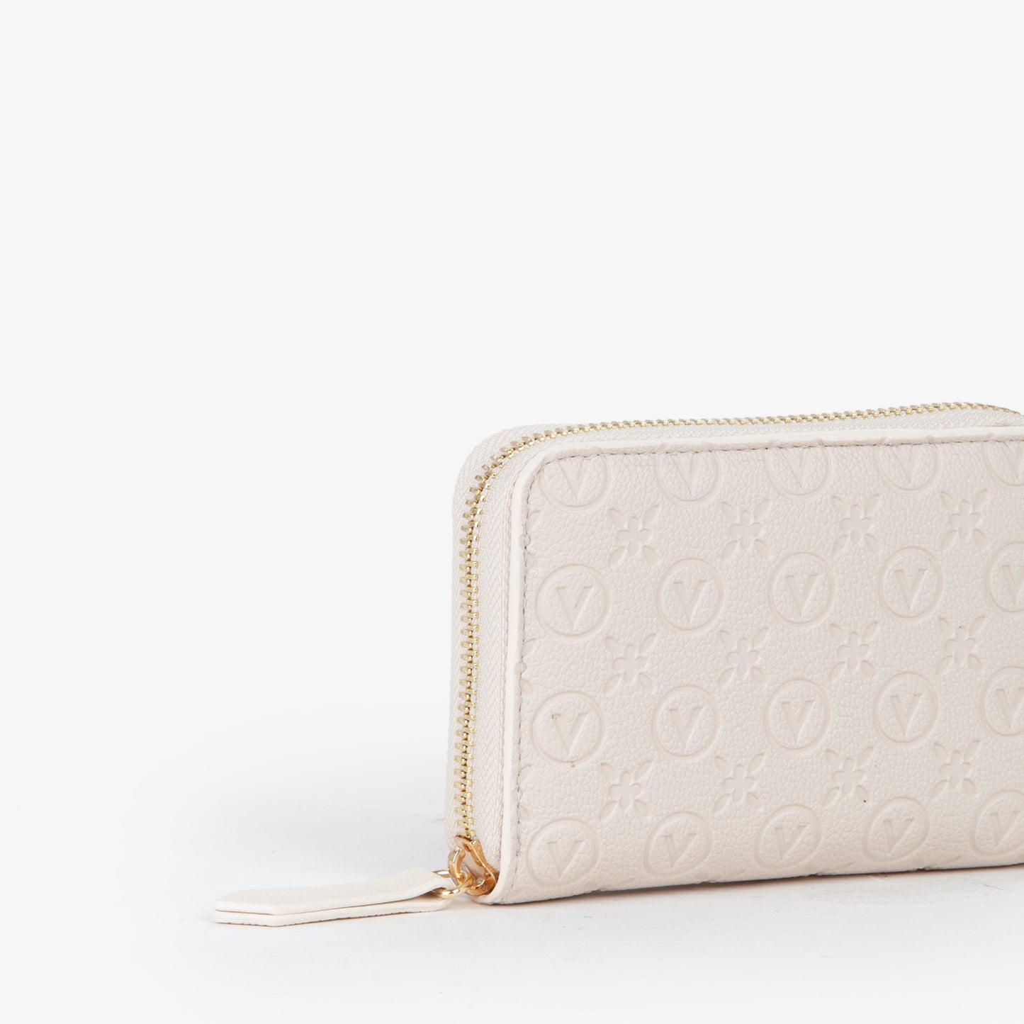 Portemonnaie femme écru monogramme embossé zippé