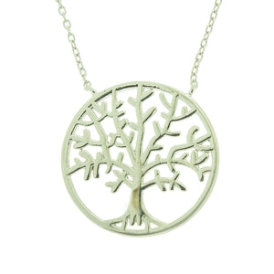 Collier femme argent 925 rhodié pendentif arbre de vie