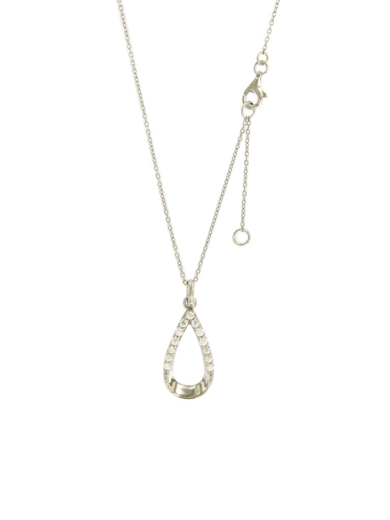 Collier femme argent rhodié pendentif goutte zirconia