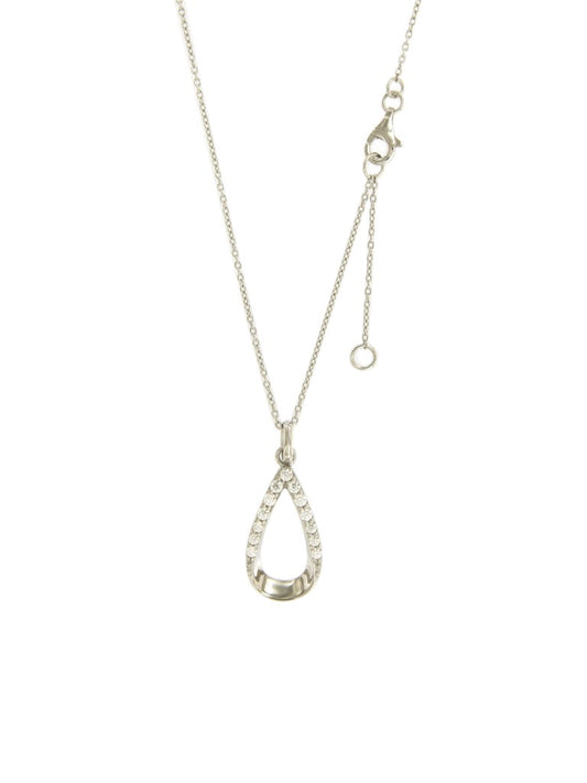 Collier femme argent rhodié pendentif goutte zirconia