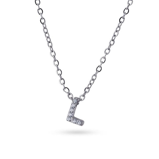Collier femme acier lettre L zirconia 38 cm