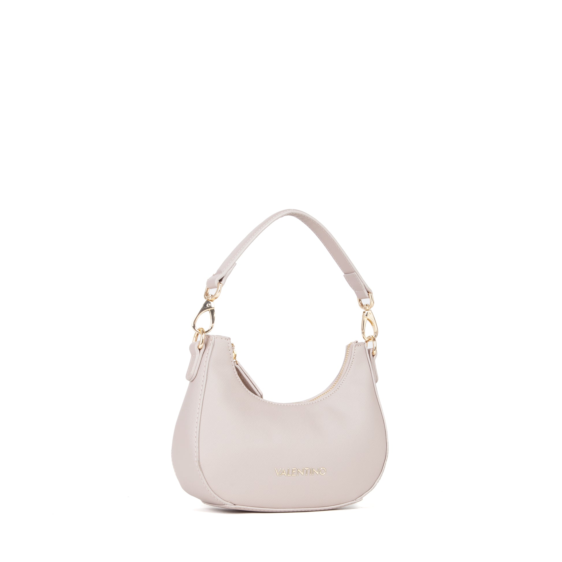 Sac bandoulière femme demi-lune beige doré élégant