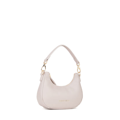 Sac bandoulière femme demi-lune beige doré élégant