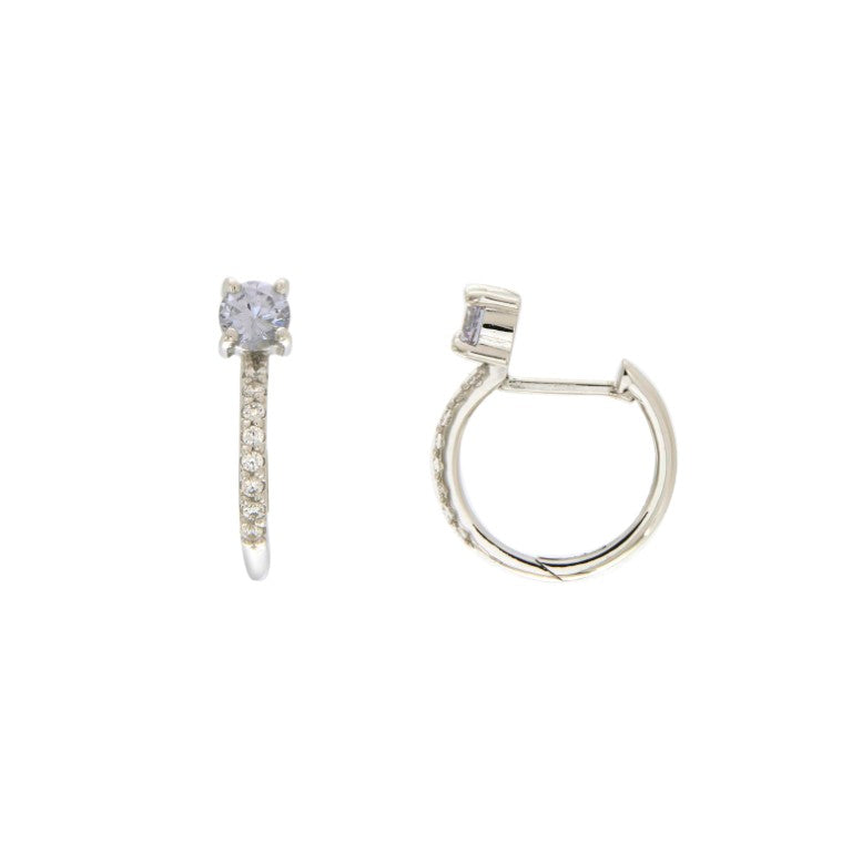 Créoles femme argent rhodié zirconia lavande 15 mm
