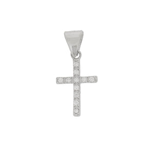 Collier femme argent rhodié pendentif croix zirconia