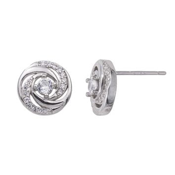 Boucles d'oreilles femme argent 925 rhodié zirkonia tourbillon