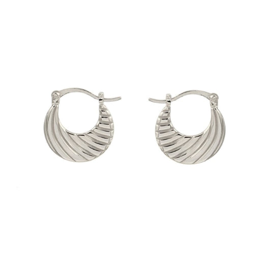 Créoles femme argent rhodié 925 striées torsadées