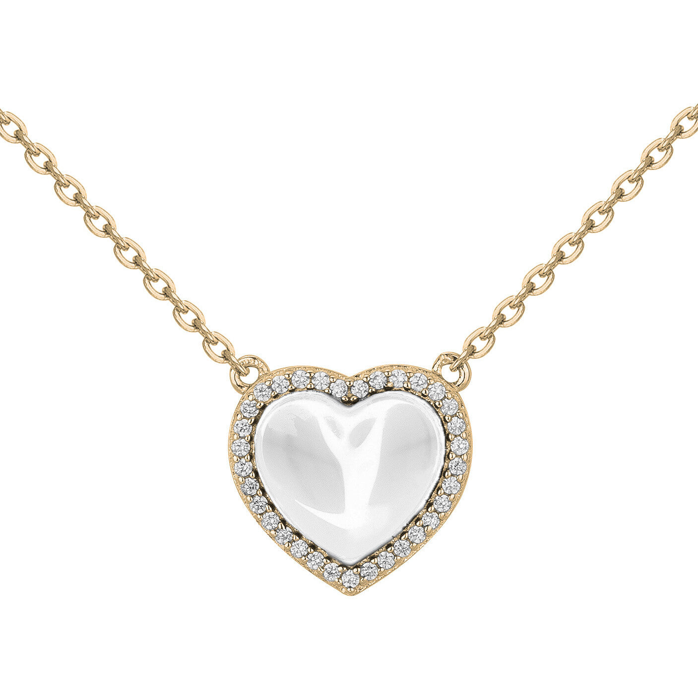 COLLIER PLAQUE - CERAMQIUE BLANCHE - COEUR - ZIRCONIA