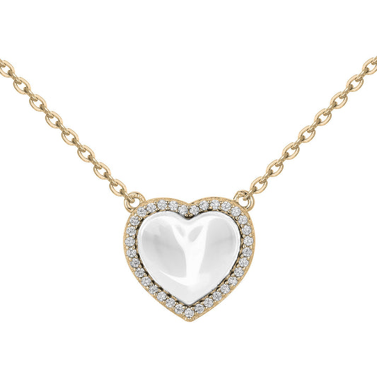 COLLIER PLAQUE - CERAMQIUE BLANCHE - COEUR - ZIRCONIA