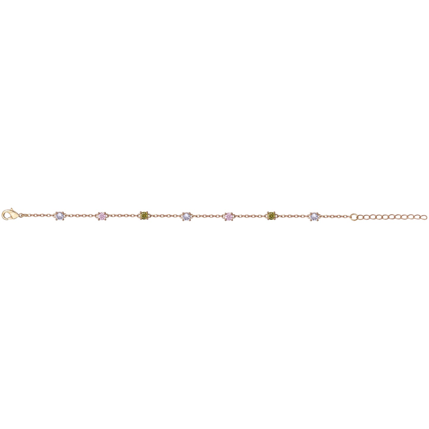 BRACELET PLAQUE OR - ZIRCONIA MULTICOLORE