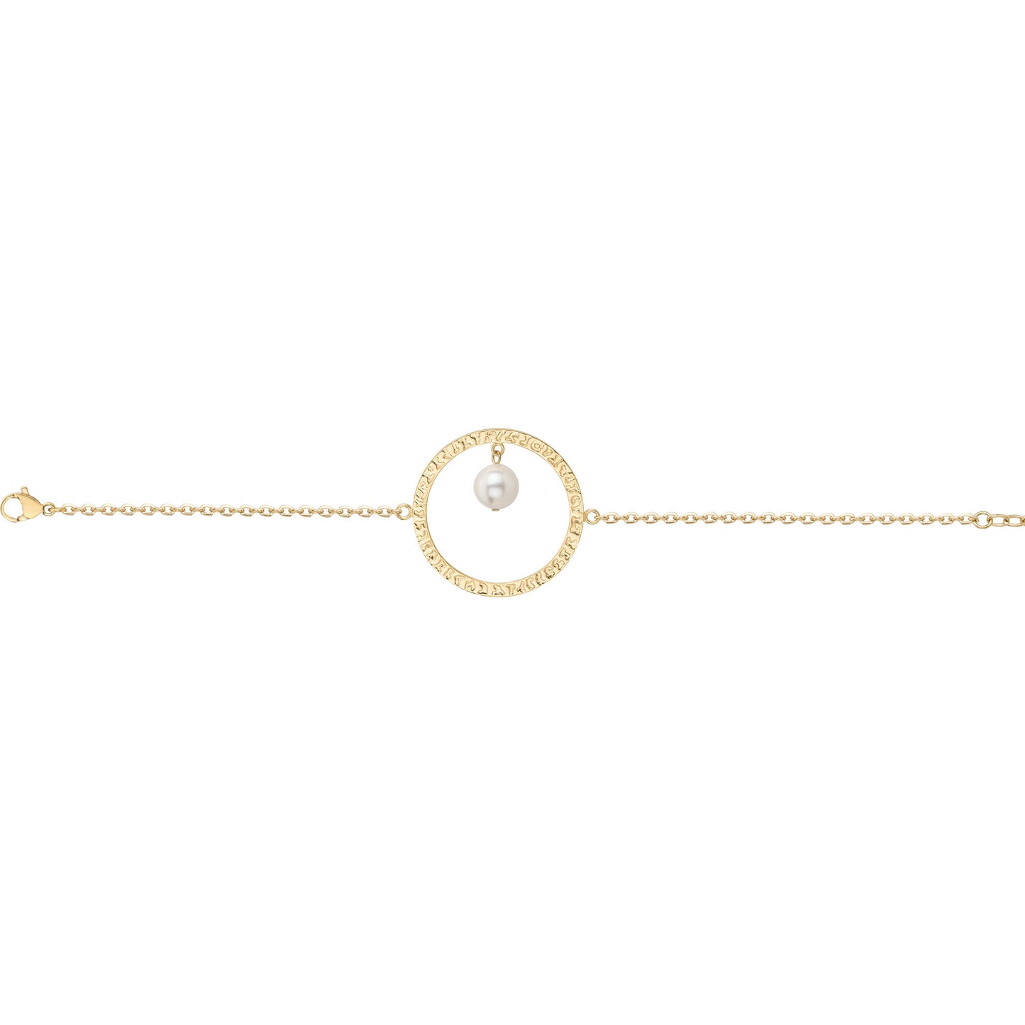 Bracelet femme acier doré cercle avec perle synthétique