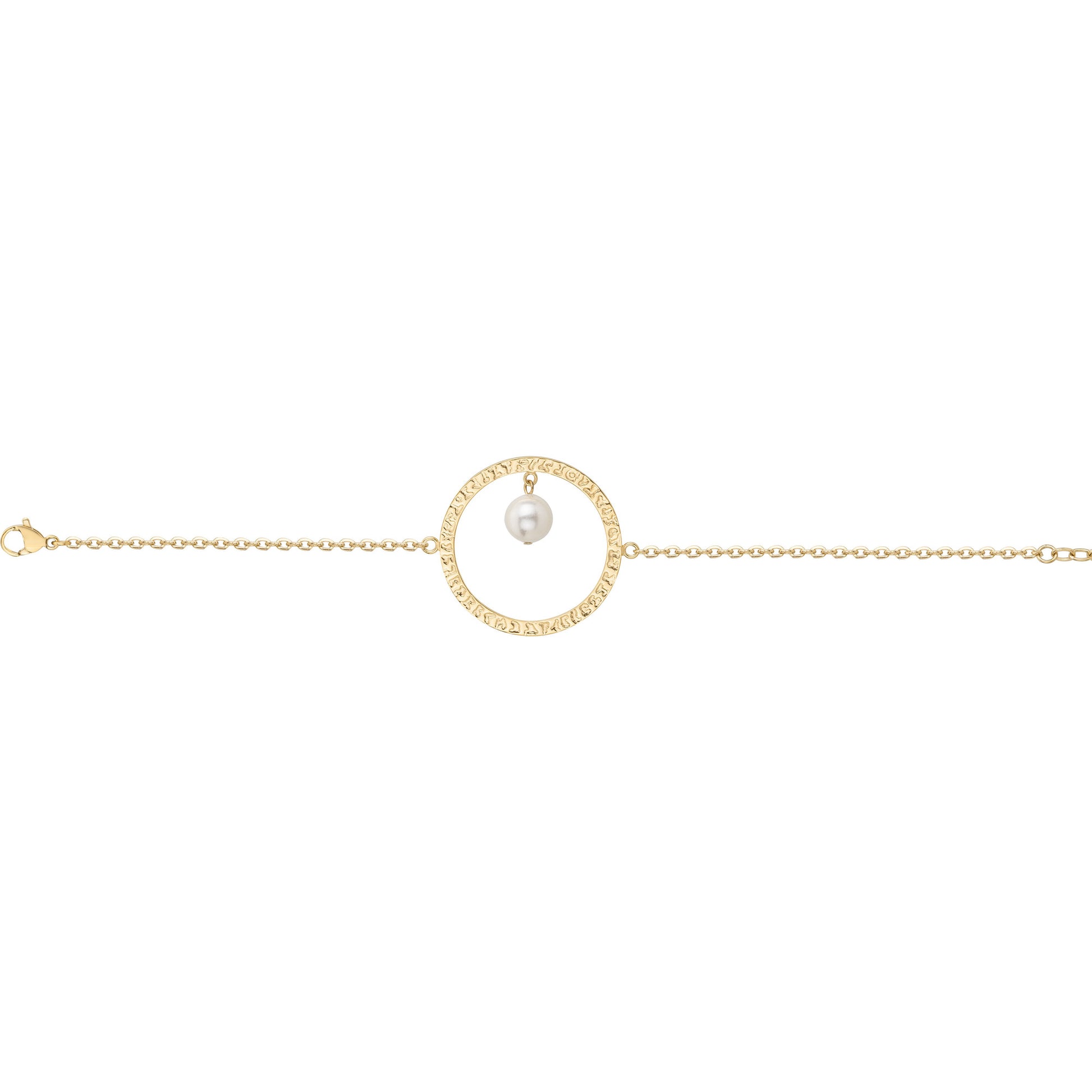 Bracelet femme acier doré cercle avec perle synthétique