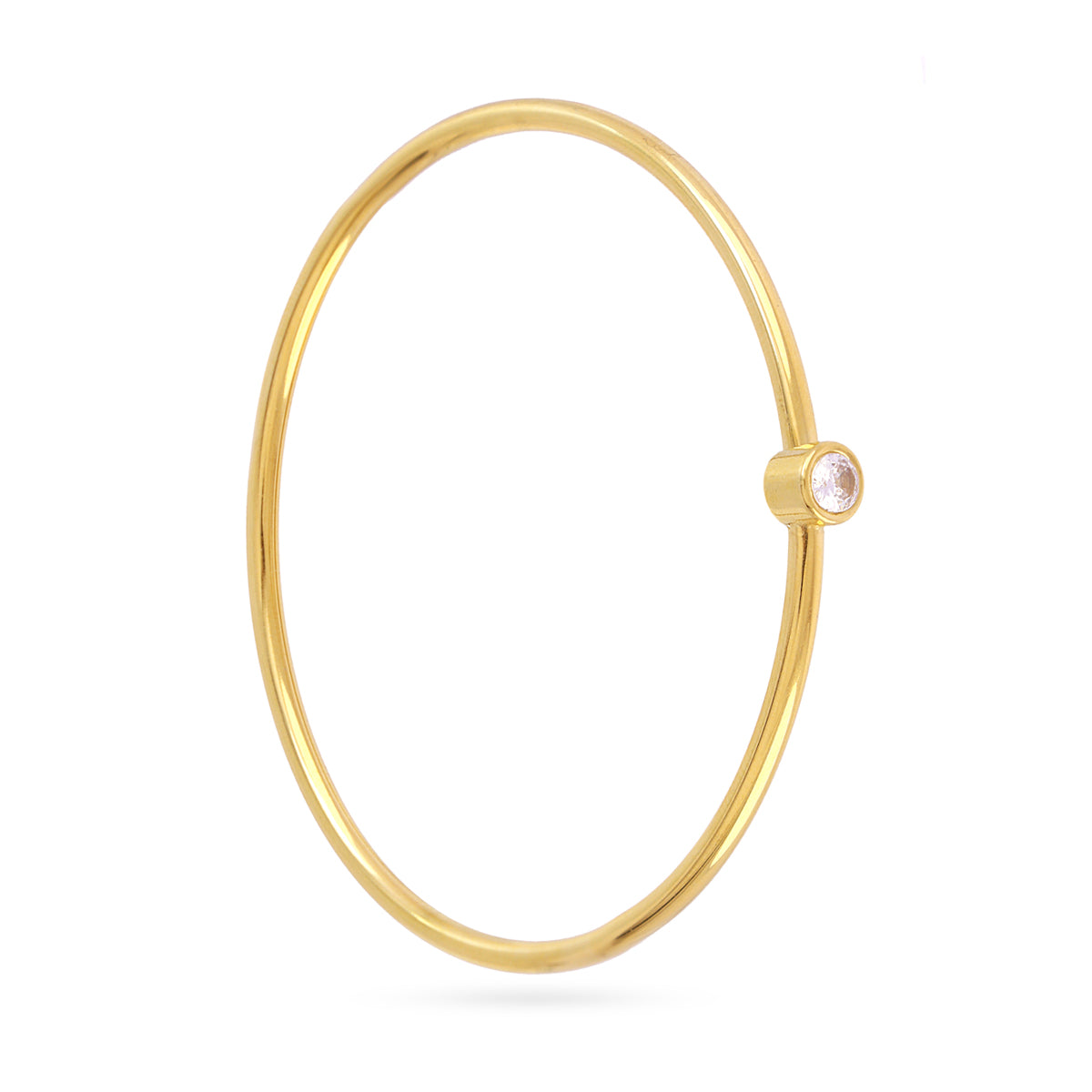 Bracelet femme jonc acier doré solitaire zirconia