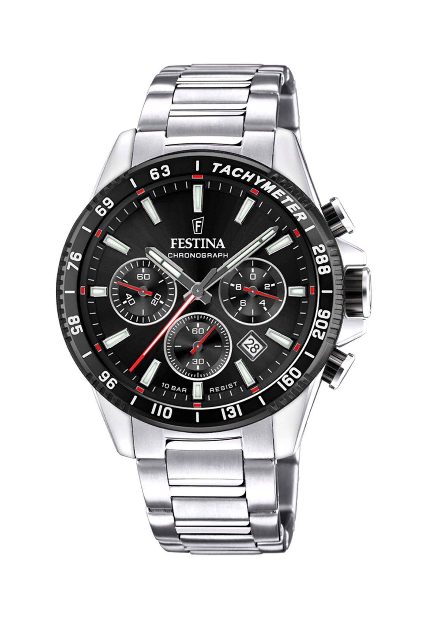 MONTRE NOIR, BRACELET ACIER INOXYDABLE, HOMME