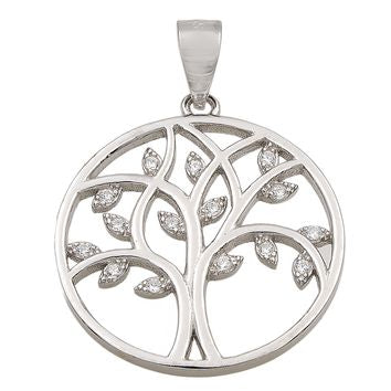 Collier femme argent 925 rhodié arbre de vie zirconia