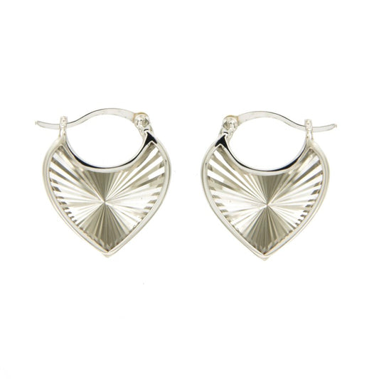Créoles femme argent rhodié motif rayonnant ciselé