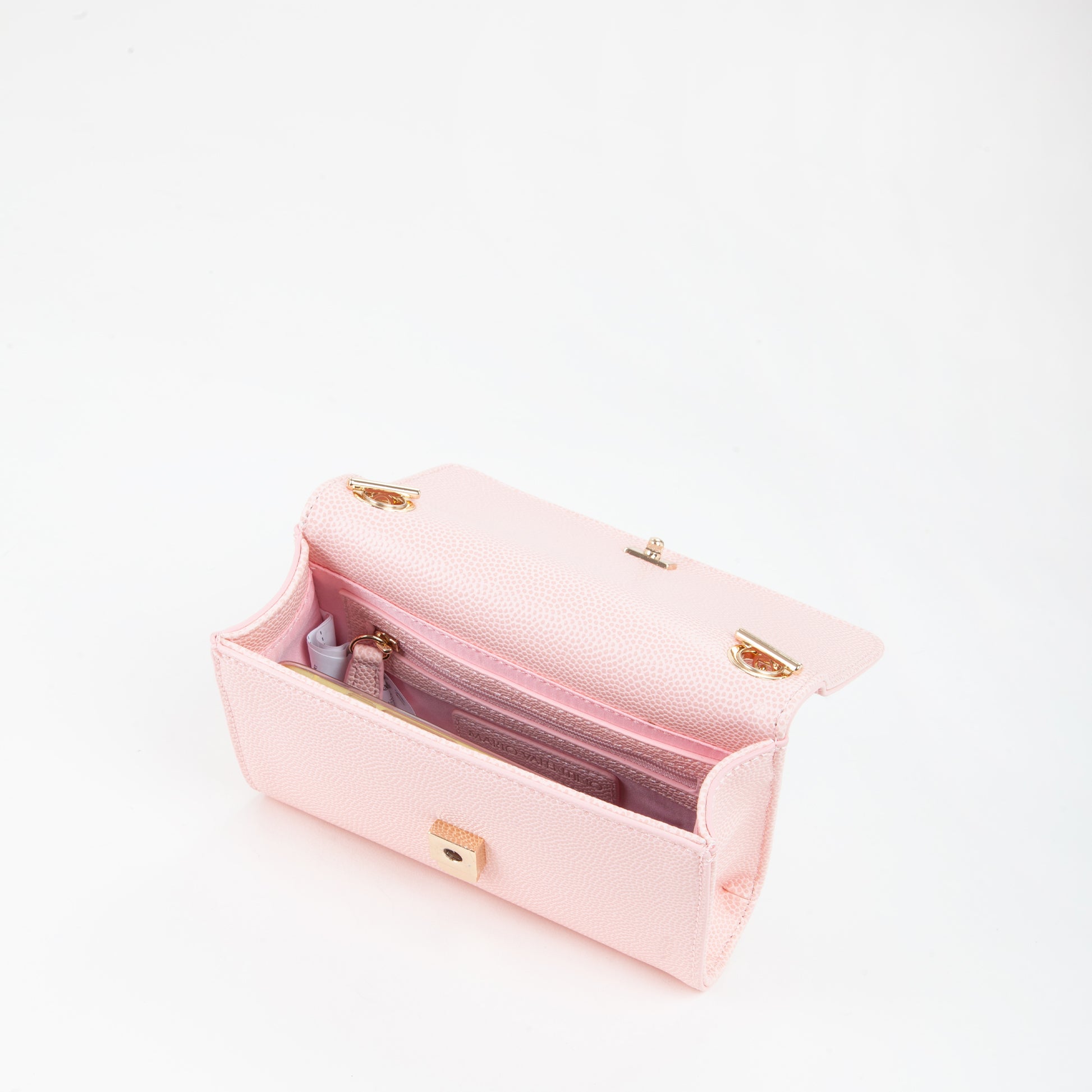 Sac bandoulière femme rose pâle chaîne dorée à pompon