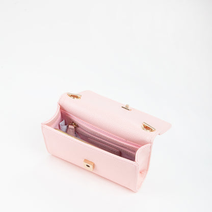 Sac bandoulière femme rose pâle chaîne dorée à pompon