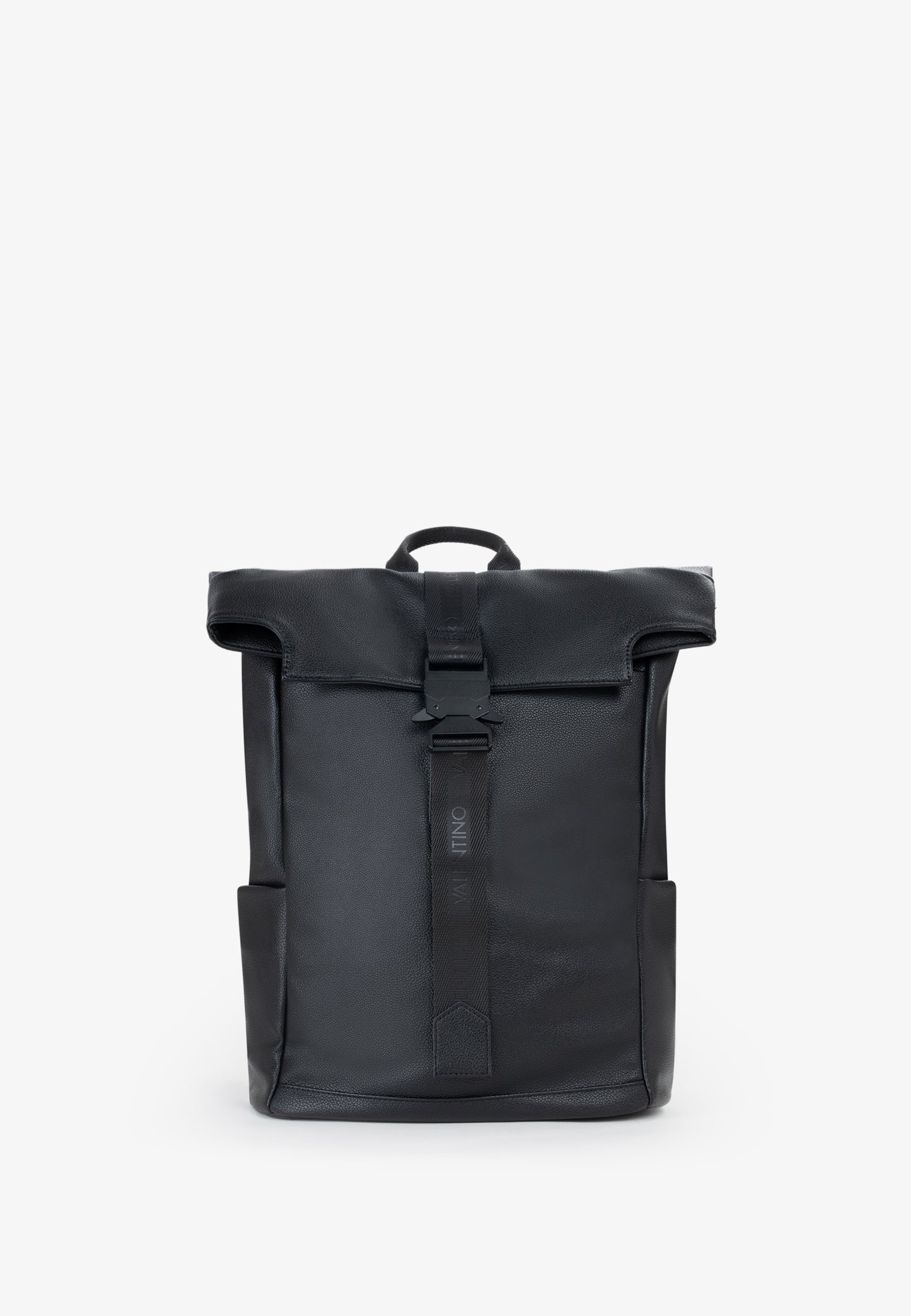 Sac à dos homme cuir grainé noir rolltop avec boucle