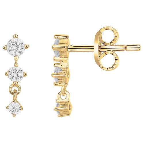 Clou d'oreille femme plaqué or jaune zirconia pendentif