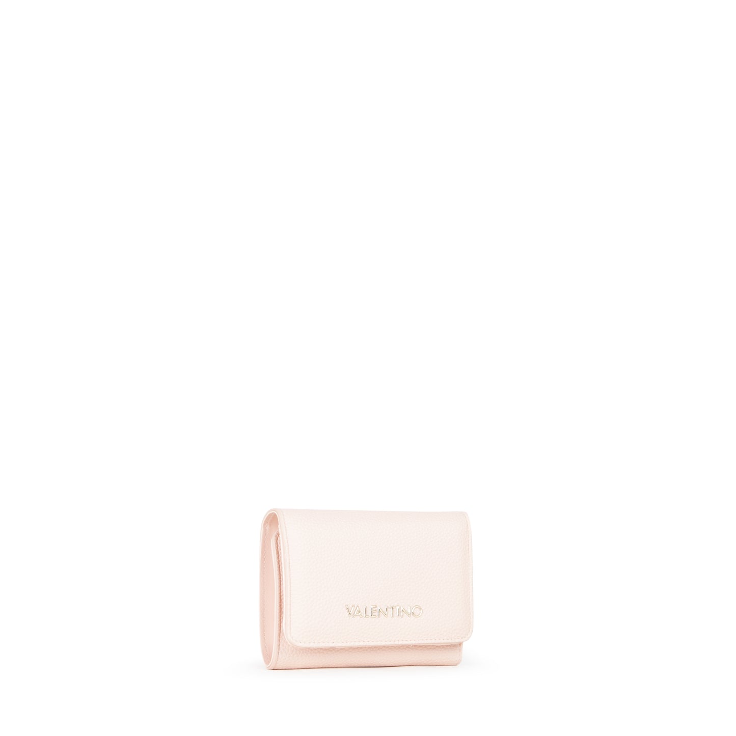 Portefeuille femme compact rose poudré fermoir à rabat