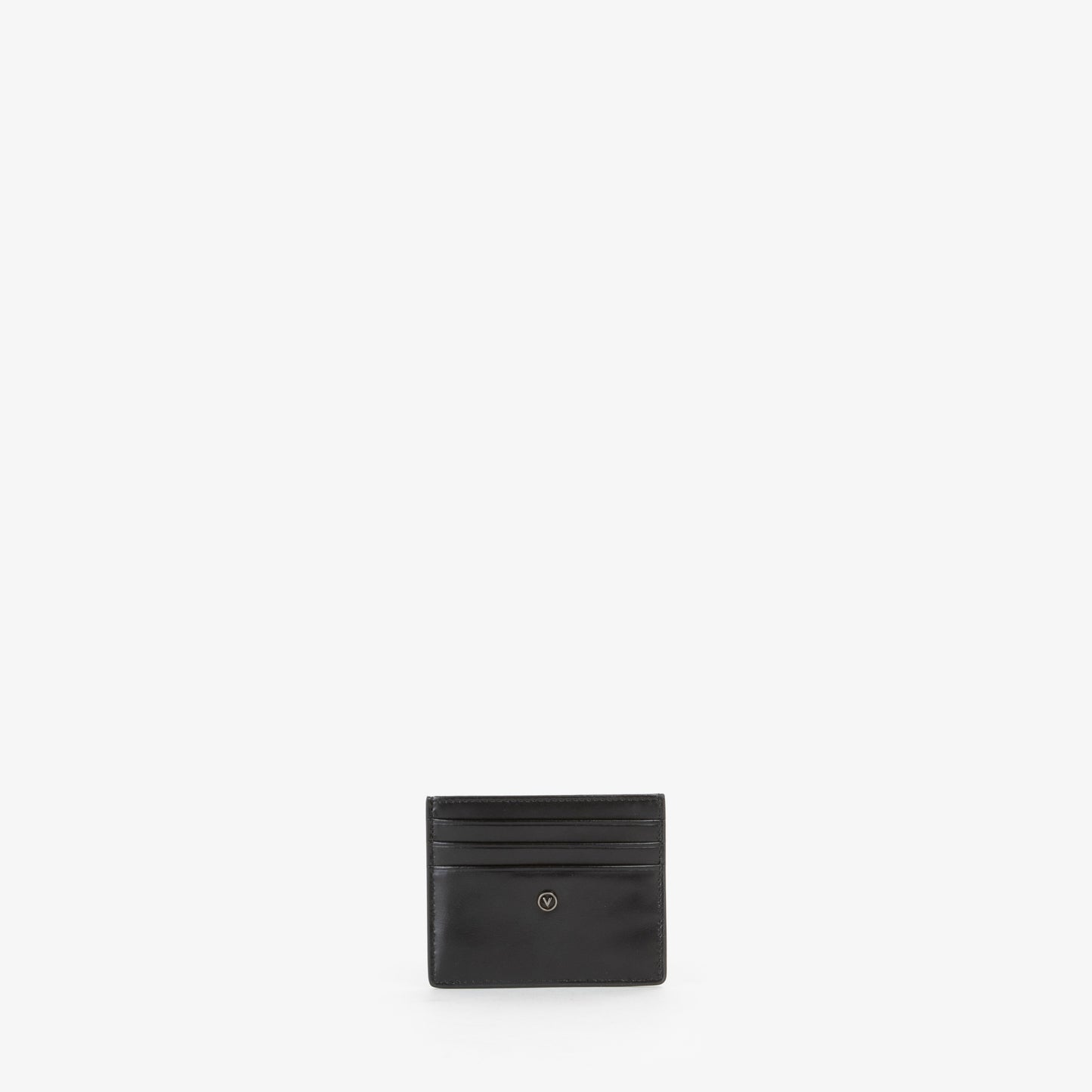 Porte-cartes homme cuir noir lisse logo discret