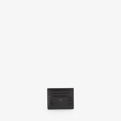 Porte-cartes homme cuir noir lisse logo discret