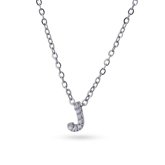 Collier femme acier lettre J zirconia 38 cm