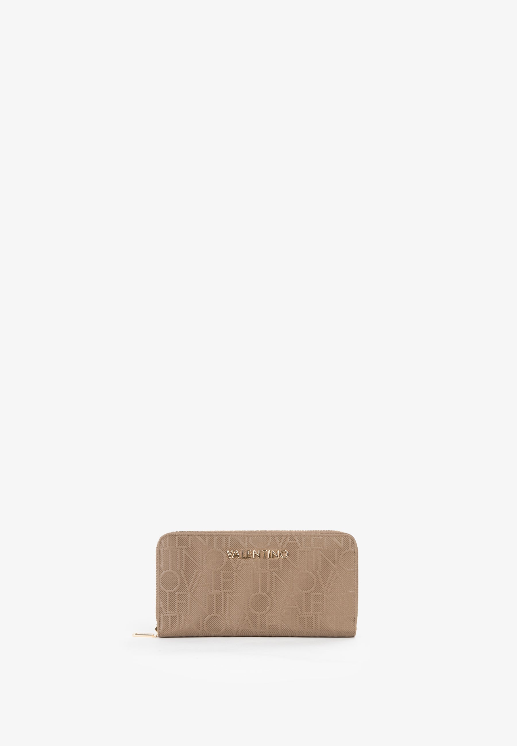 Portefeuille femme beige monogramme zippé zip-around