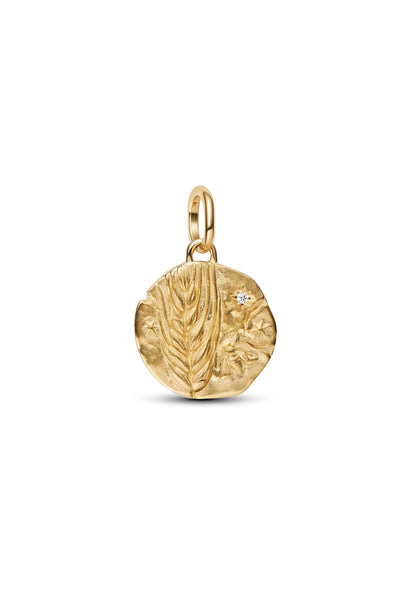 Charm pendentif métal doré médaillon épi de blé zirkonia