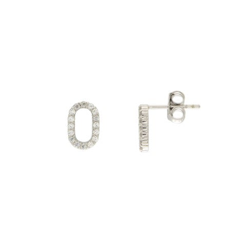 Clous d'oreilles femme argent rhodié ovale zirconia