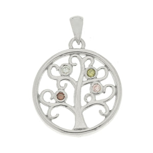 Collier femme argent rhodié pendentif arbre de vie zirconia
