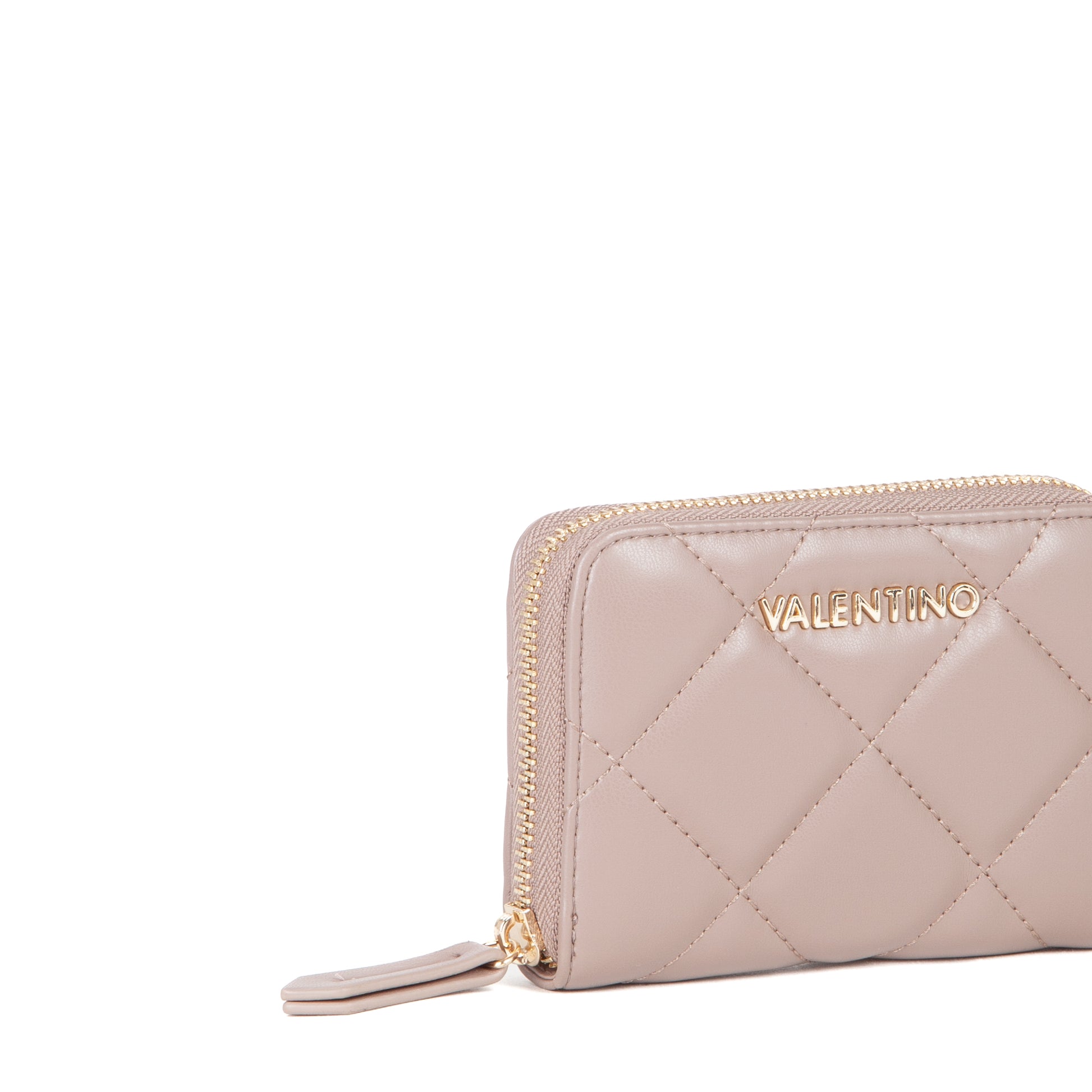 Portefeuille femme matelassé zippé couleur taupe