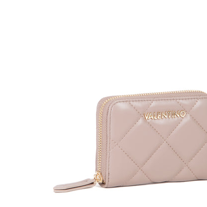 Portefeuille femme matelassé zippé couleur taupe