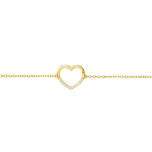 Bracelet femme plaqué or jaune cœur zirconia poli