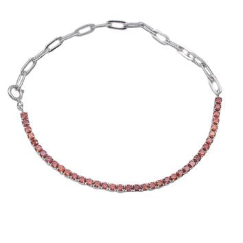 Bracelet femme argent 925 rhodié rubis synthétiques 18cm
