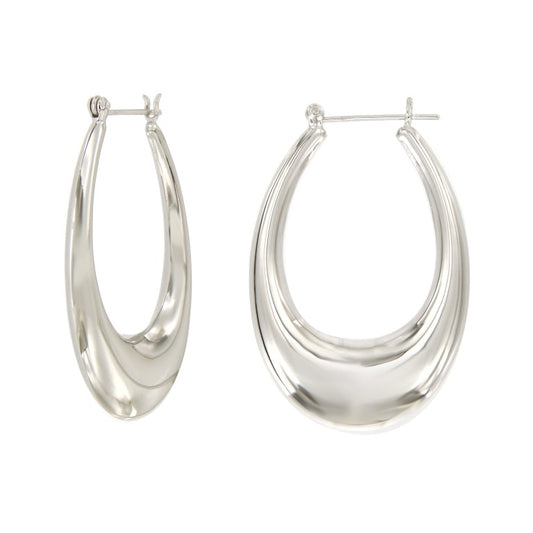 Créoles femme argent 925 rhodié forme bombée ovale