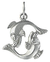 Pendentif argent rhodié signe zodiaque Poissons unisexe