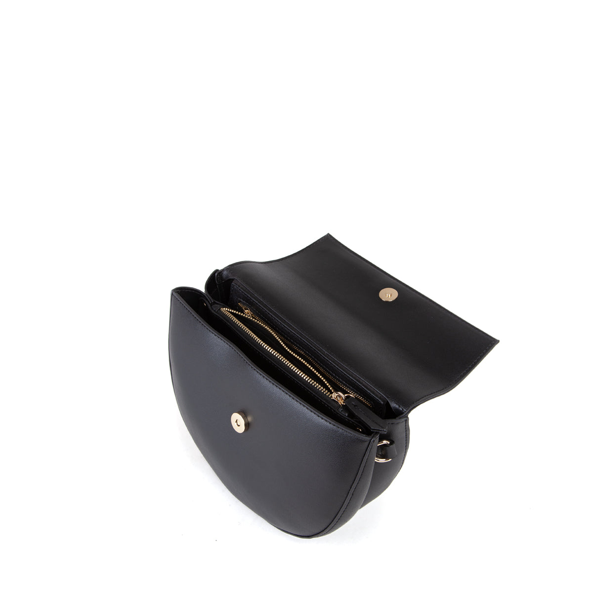 Sac bandoulière femme cuir synthétique noir demi-lune