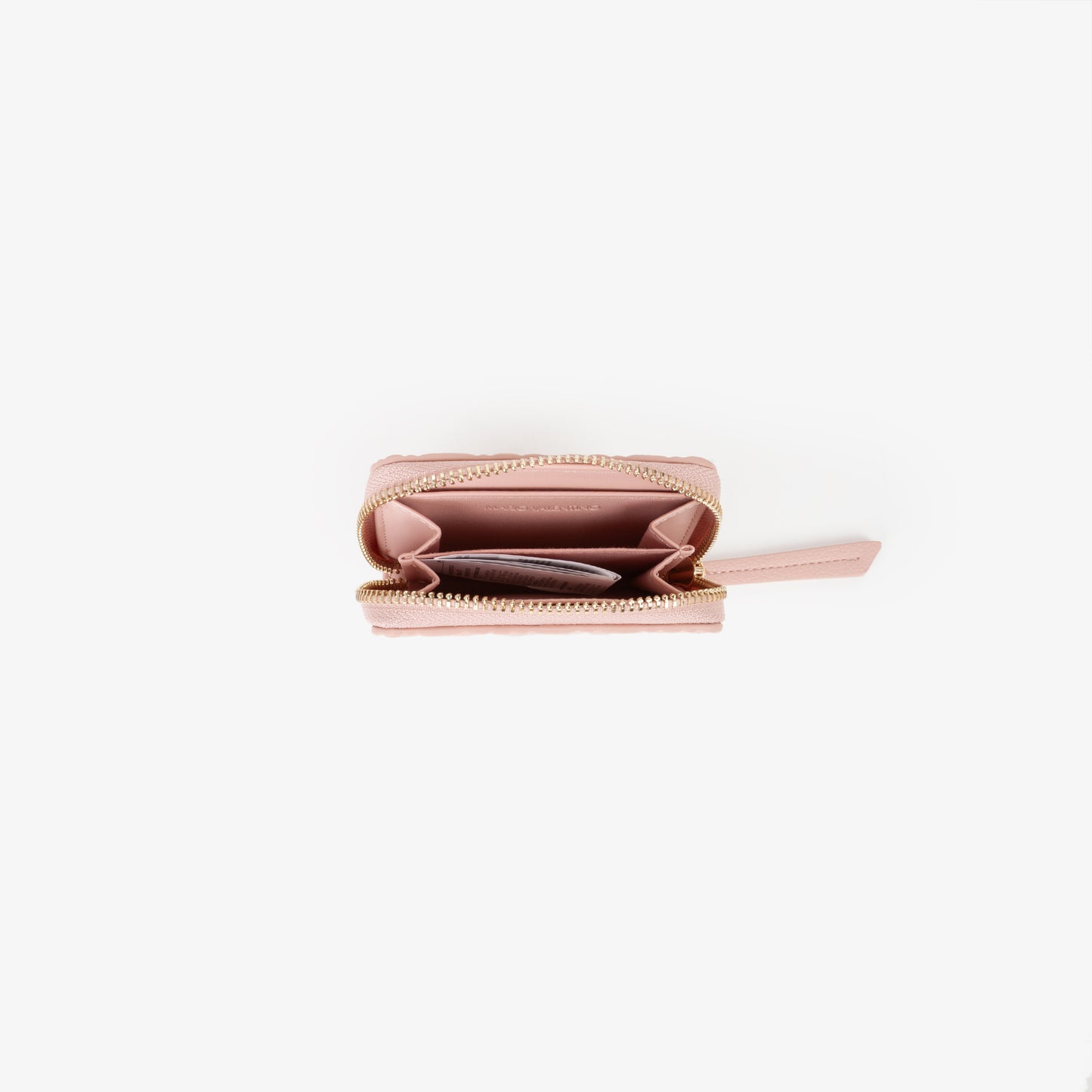 Porte-monnaie femme rose poudré zippé monogramme embossé
