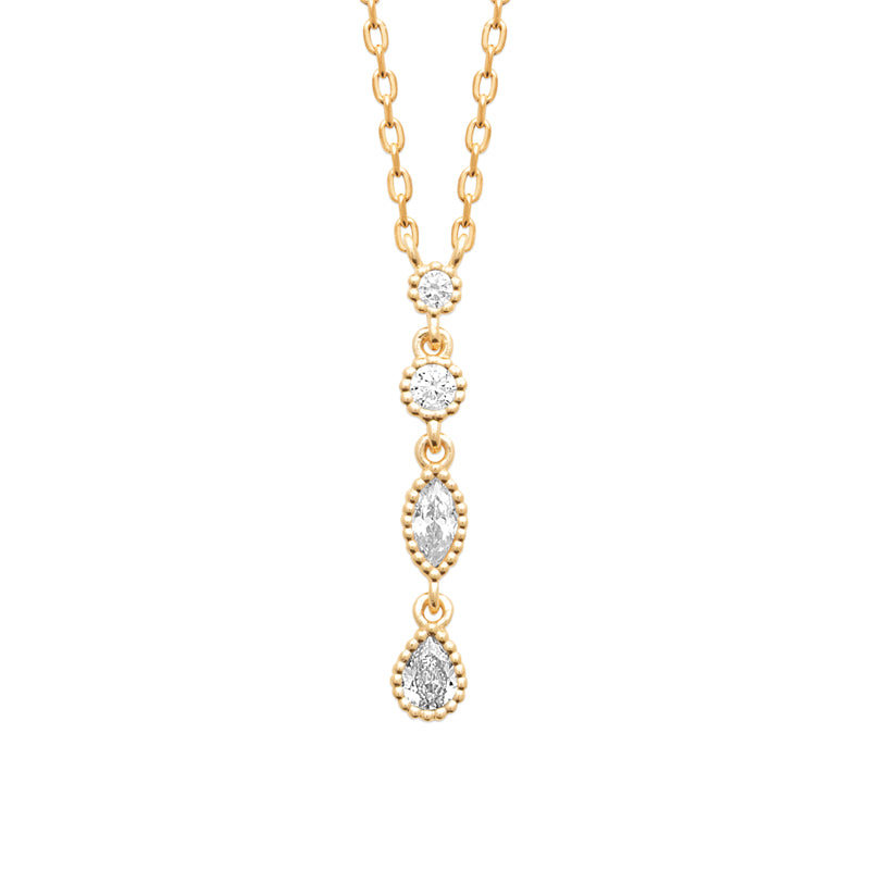 Collier femme plaqué or jaune pendentif zirconia multiforme