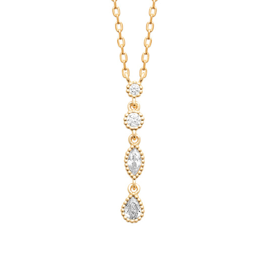 Collier femme plaqué or jaune pendentif zirconia multiforme