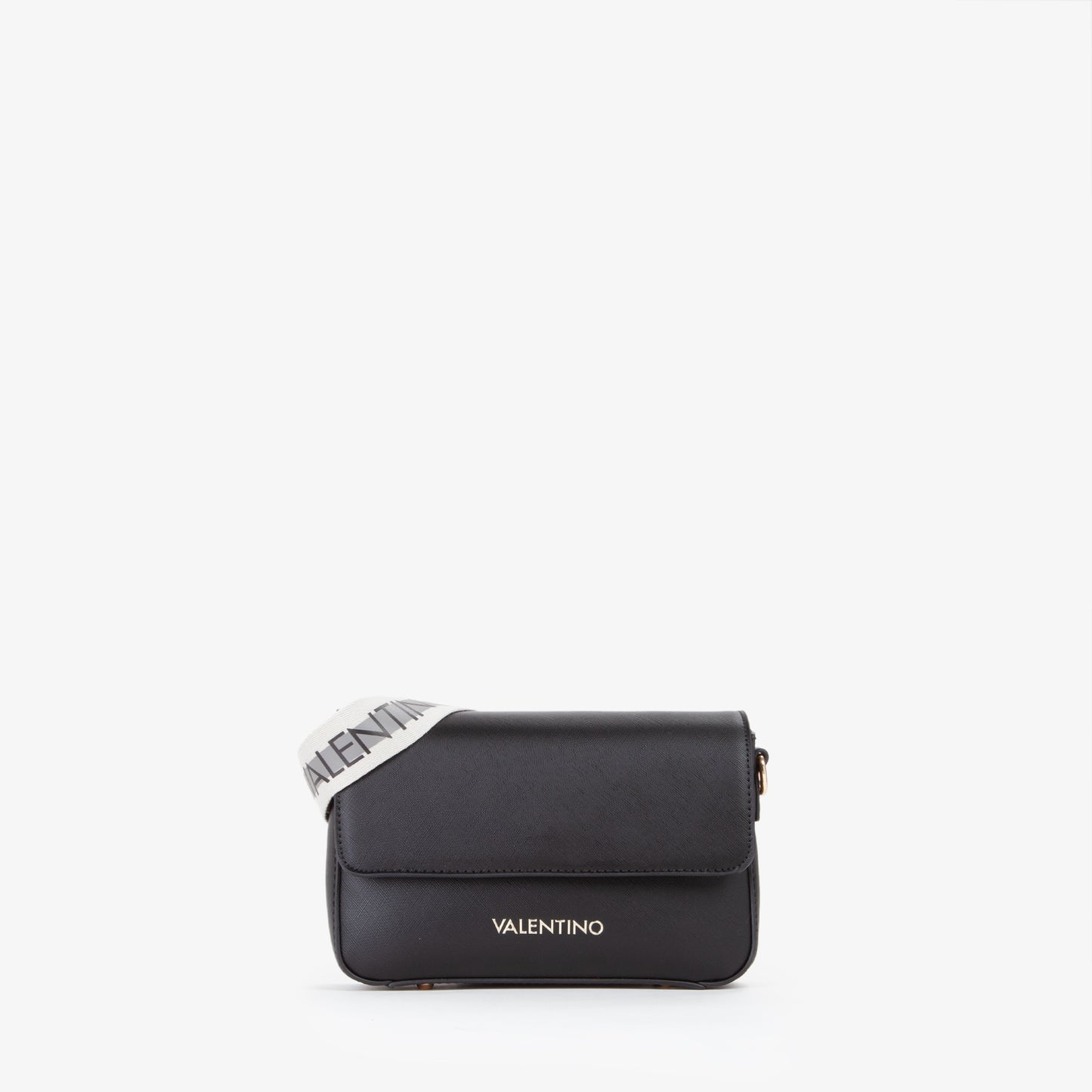 Sac bandoulière femme noir simili cuir boucle dorée