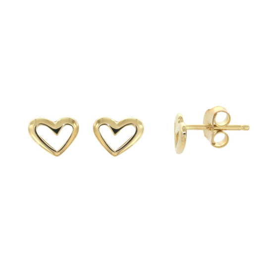 Clou d'oreille femme argent doré motif cœur ouvert