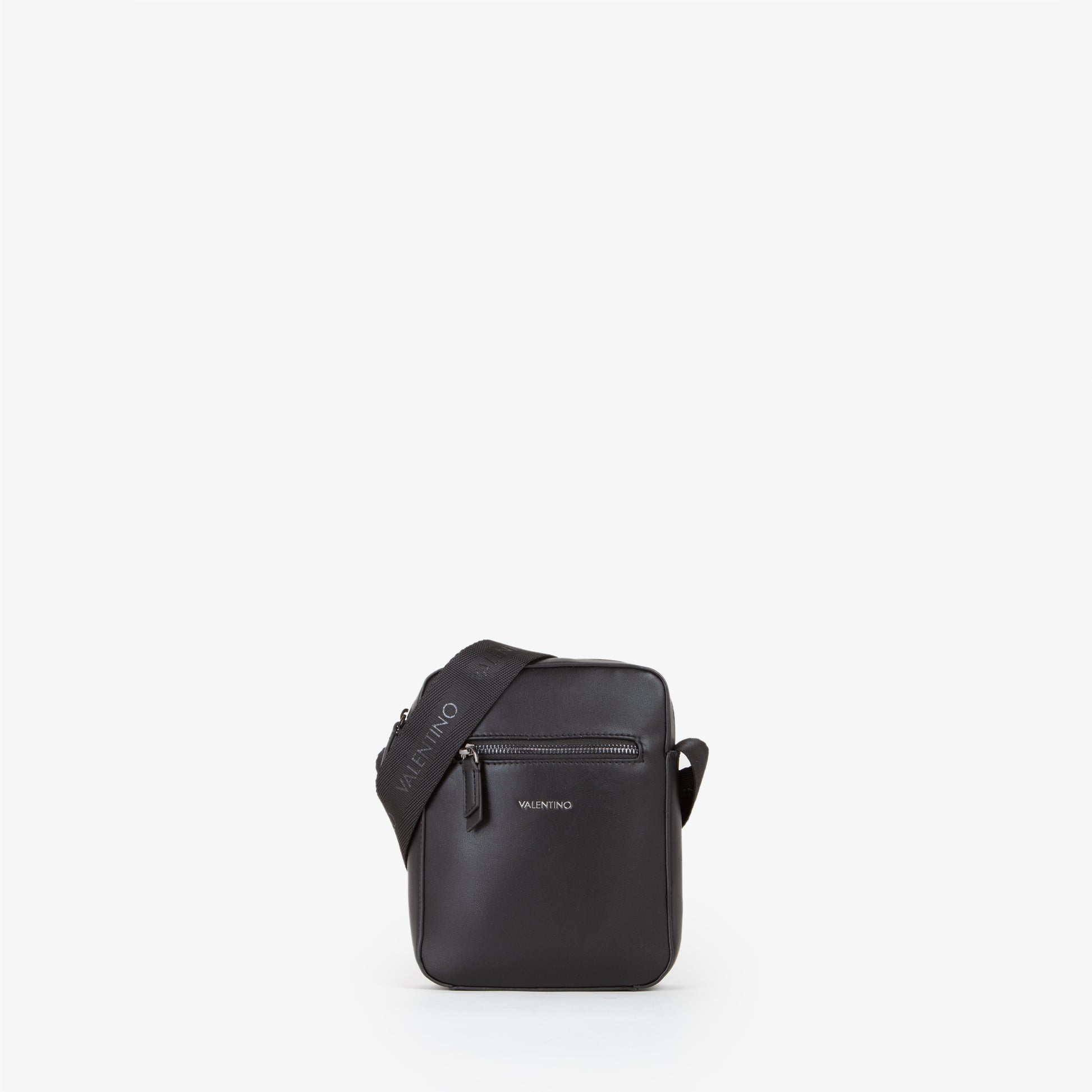 Sac bandoulière homme noir simili cuir zippé
